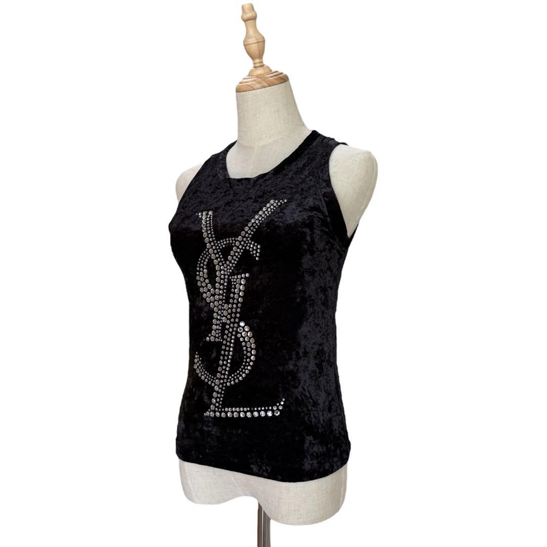 激レア★イヴサンローラン リヴゴーシュ YSL ベロア ビジュー タンクトップ