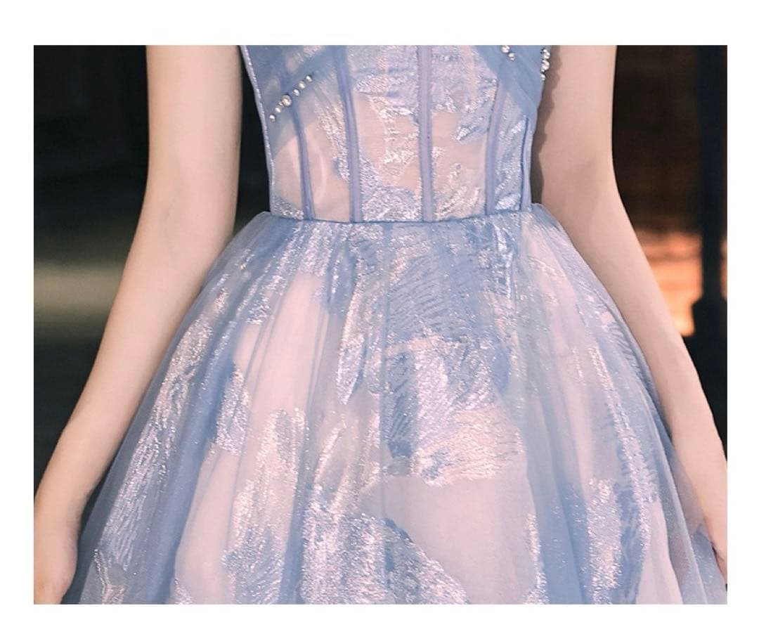 【♡】カラードレス　パーティードレス　披露宴　結婚式　二次会　ブルー　前撮り