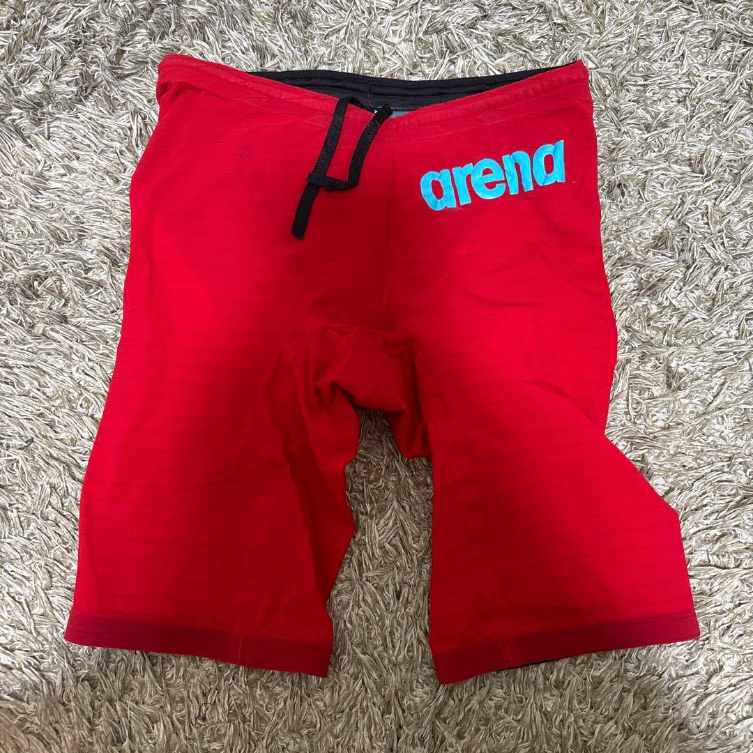 arena 赤 ストライプ 競泳水着 ハーフパンツ