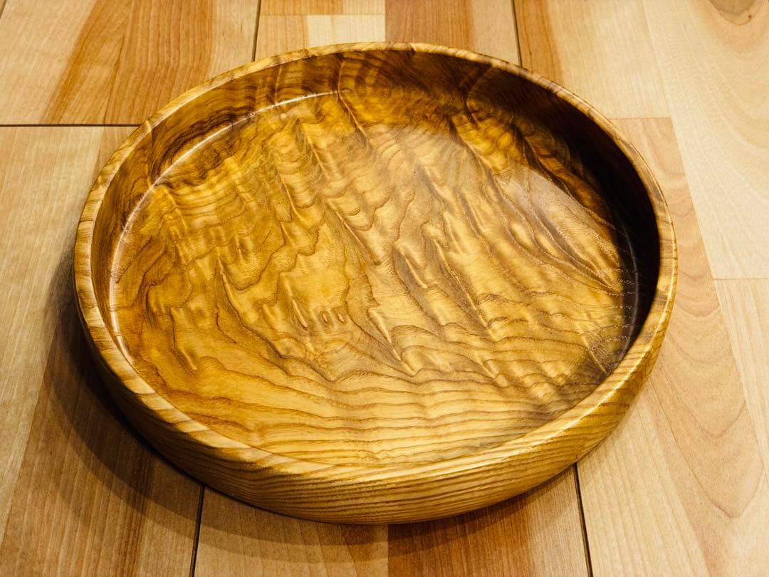 希少 北海道工芸品 瘤杢 木製丸盆 昭和レトロ No.53