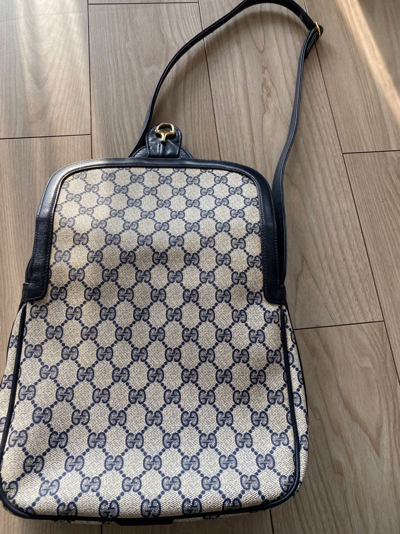 GUCCI GGパターン ショルダーバッグ ネイビー/アイボリー