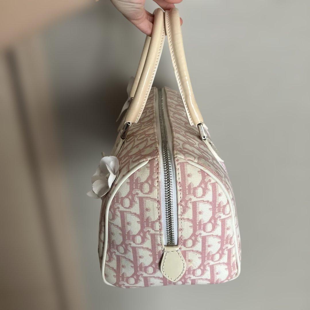 Christian Diorトロッター ミニボストンフラワーラインストーンピンク