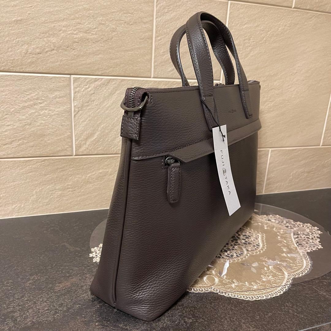 【新品】FUJITAKA レザービジネスバッグ チョコ　51,700円