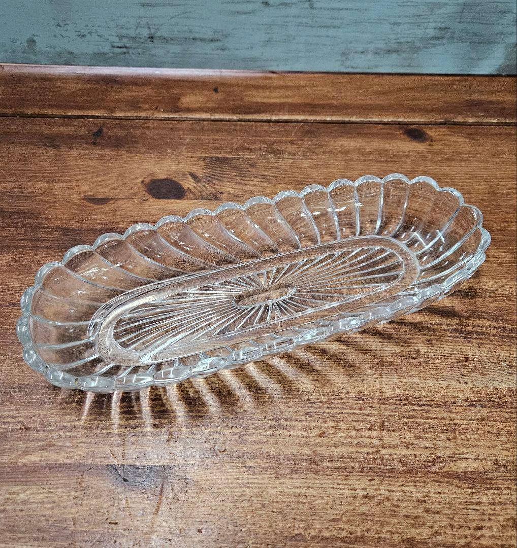 Baccarat オールドバカラ バンブー クリスタルガラスのトレイ クリア硝子