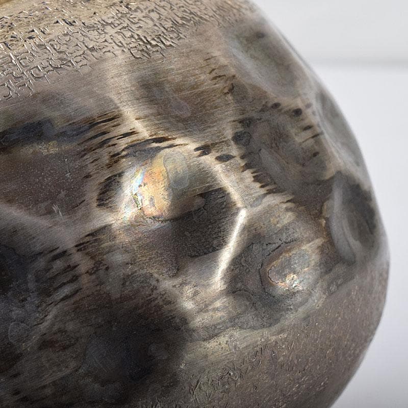 オオヤマレンゲ　煎茶道具　白銅いぶし銀　槌目　銀瓶　湯沸　V　R8196