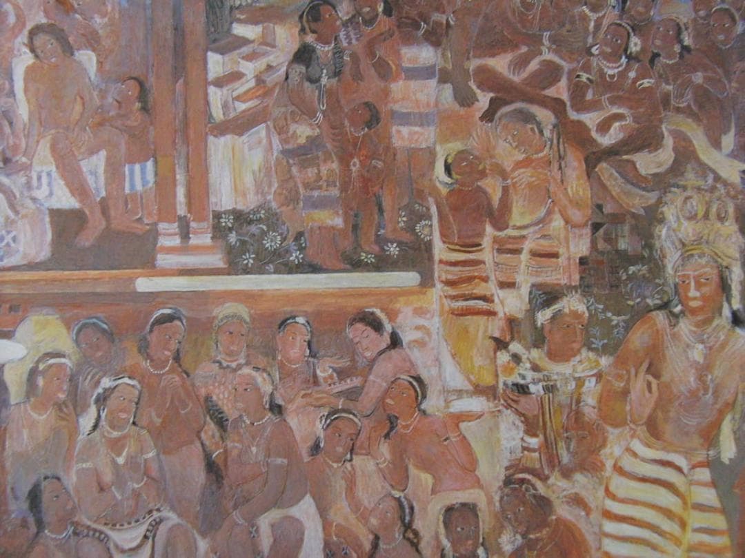 鈴木克久、【アジャンタの群像】、希少な額装用画集より