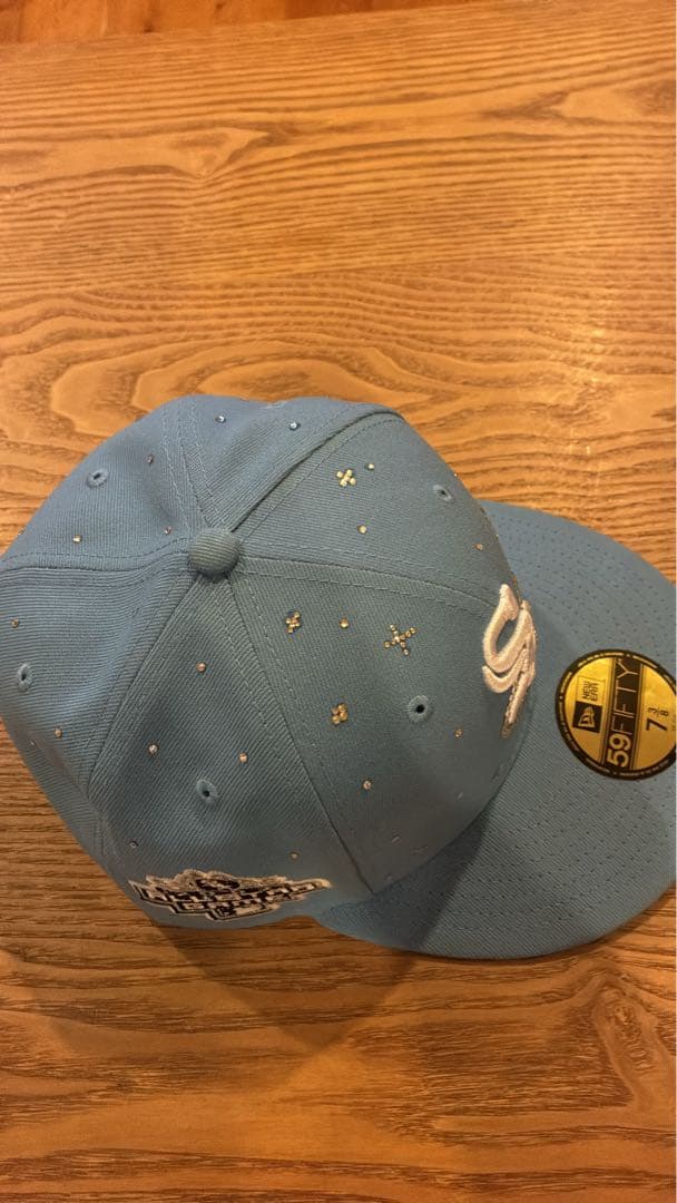 New Era 水色キャップ カスタム　7 3/8
