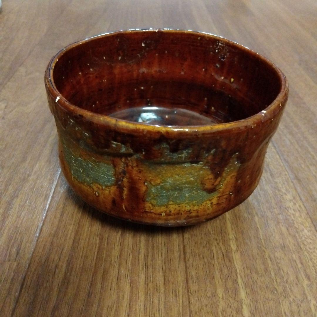 【レア】大樋焼 茶道具 茶碗 飴釉茶碗 茶器 茶道 大樋焼き 茶色 緑色 抹茶色