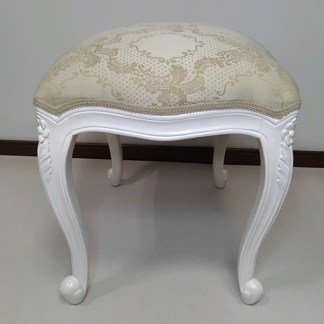 ホワイト 猫脚スツール ロココ調 アンティーク