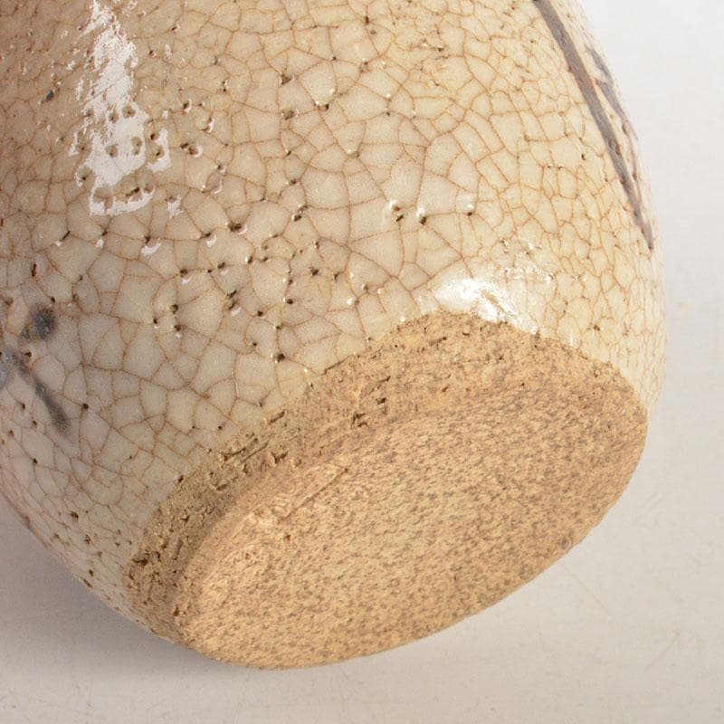 茶道具　織部焼　市川竹川造　織部茶入　仕覆付　共箱　V　6815