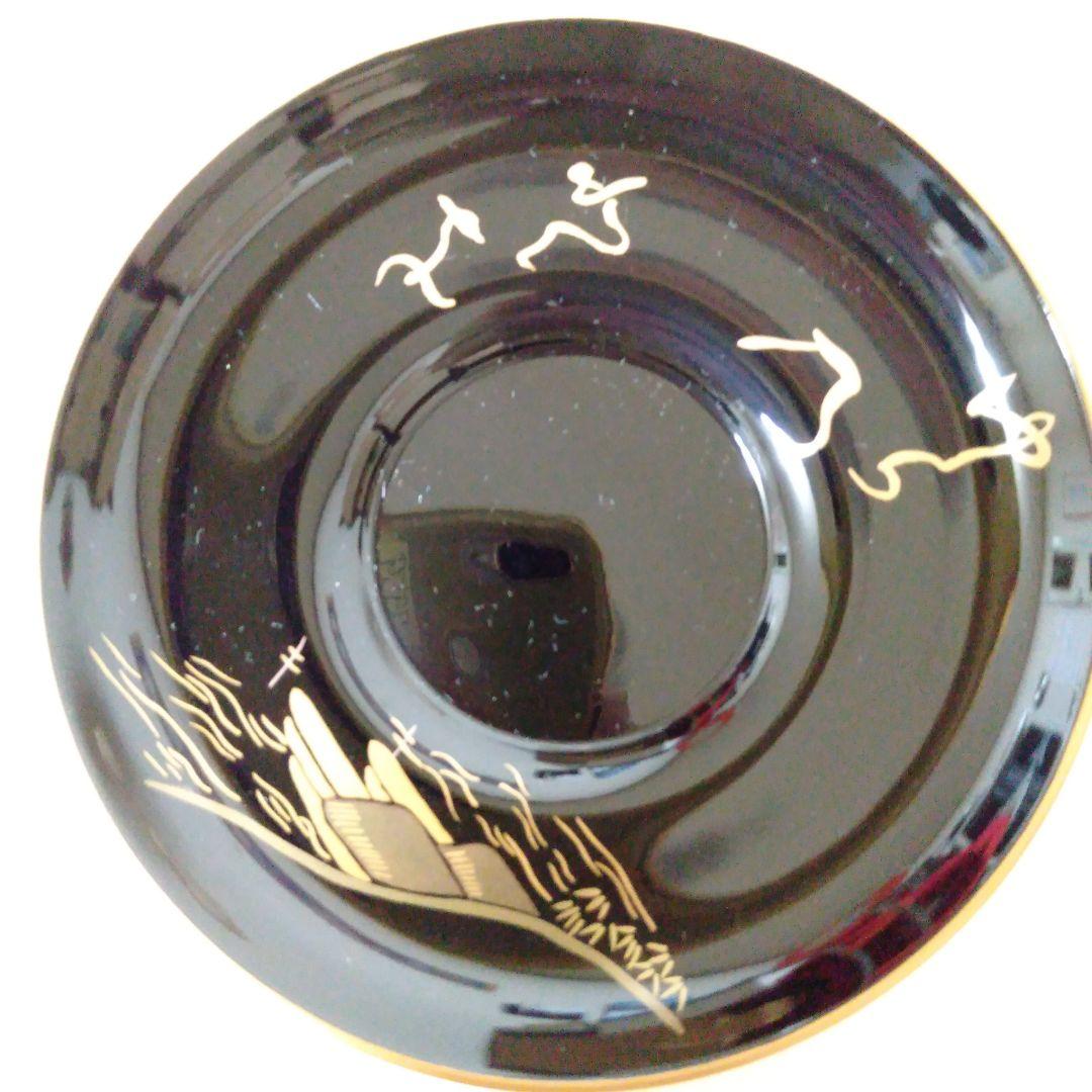 輪島塗　金彩絵換わり茶托五客