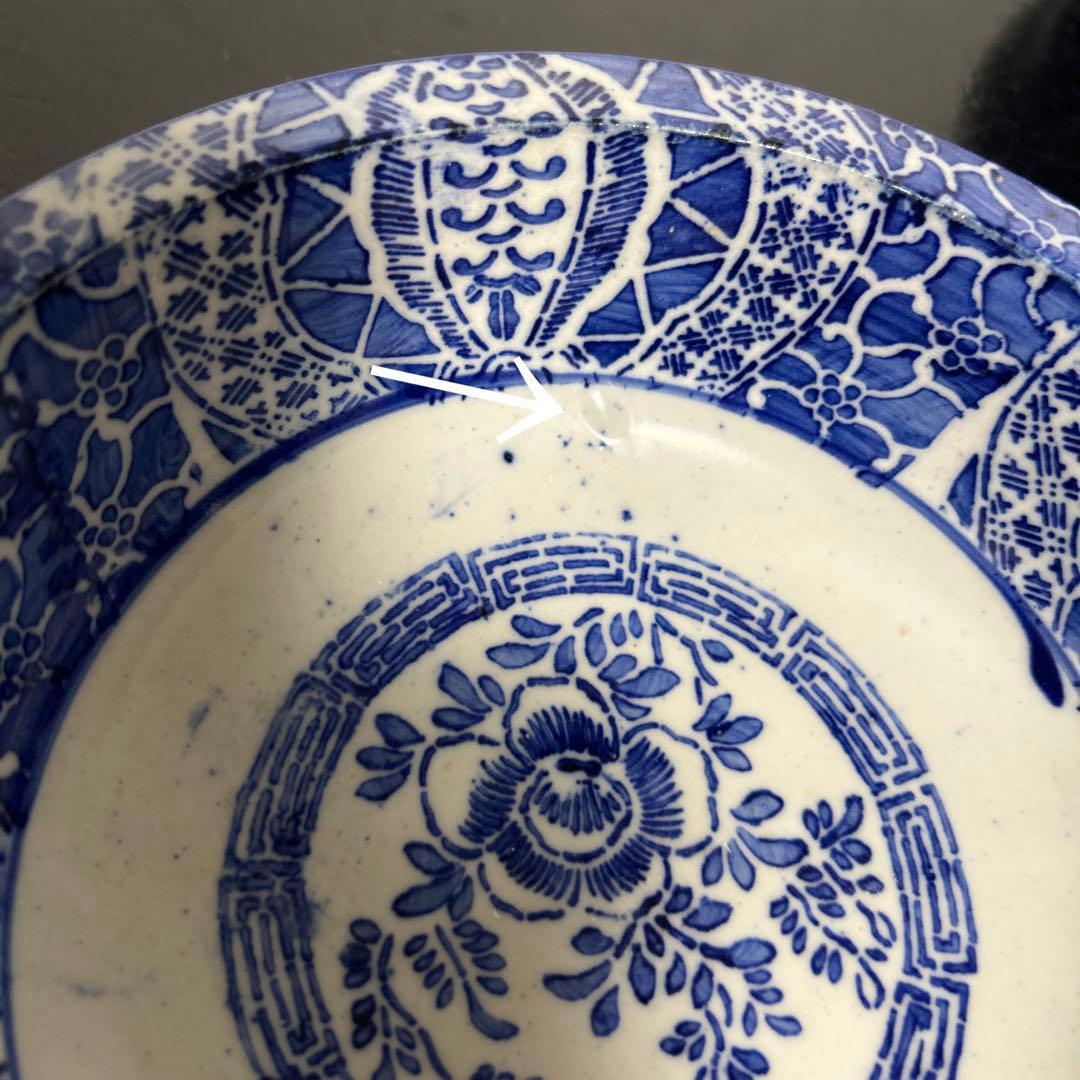 骨董品　古伊万里　転写　印判　煮物鉢　菊紋　椿紋　鳥紋　有田焼　アンティーク