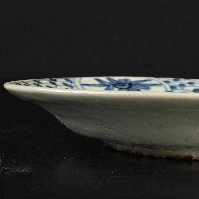 中国　南京染付　人物花文　小皿　V　R7488