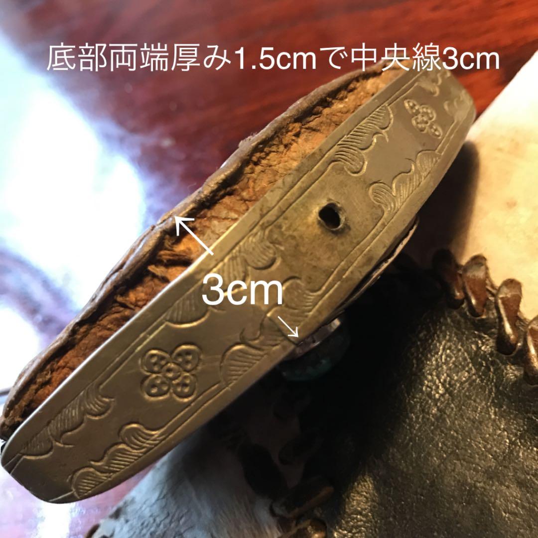 チベッタントルコ石　アンティークレザークラフト　シルバーワーク