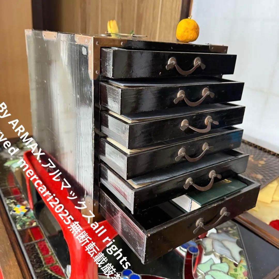 2173様感謝‼️JAPAN手文庫江戸明治期提手付小抽斗収納経典5冊霊鑑1冊　1竿