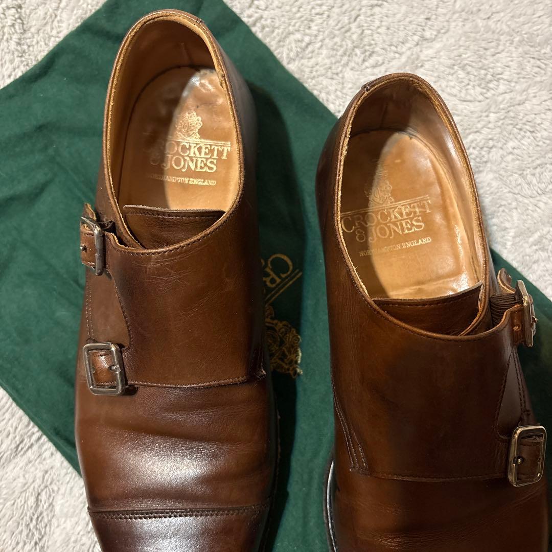Crockett & Jones ダブルモンクストラップシューズ ブラウン