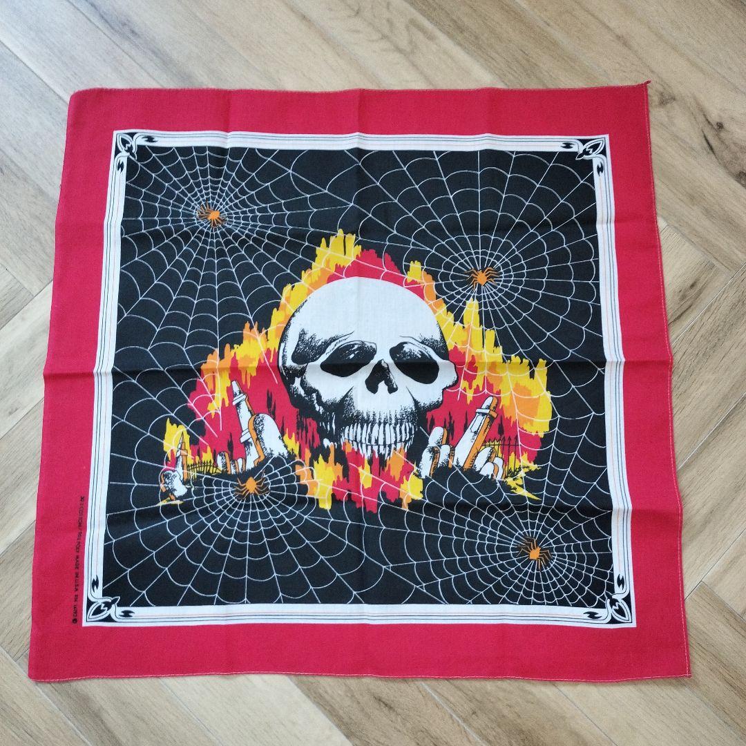 スカル柄　ヴィンテージ　バンダナ