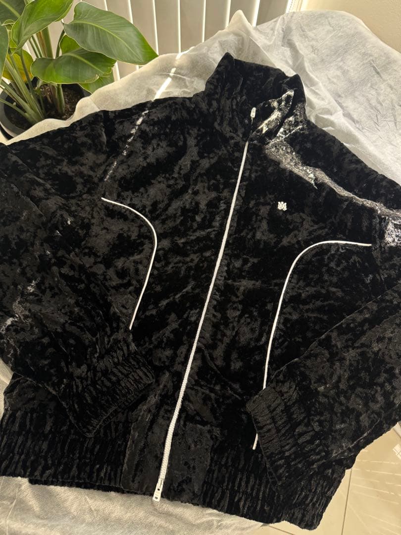 AMIRI クラッシュベロア トラックジャケット　ブラック　L