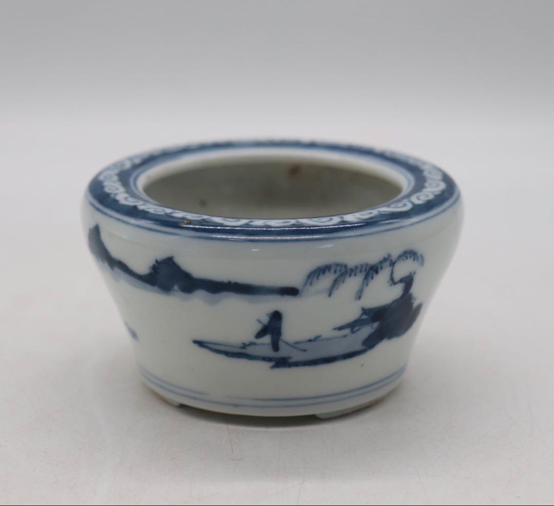 染付　水滴　山水紋　大明成化年製銘　送料込み250118