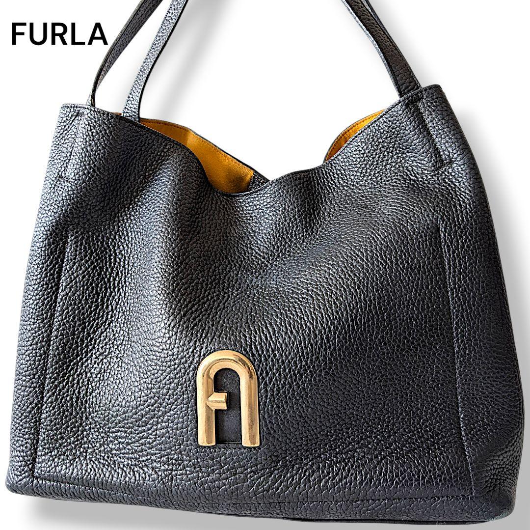 FURLA　フルラ　ハンドバッグ　肩掛け　レザー　本革　ブラック　プリムラ