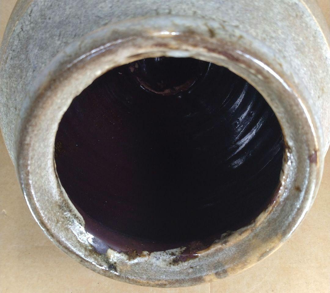 人間国宝 濱田庄司(浜田庄司) 掛分肩紐花瓶【濱田友緒識箱】益子焼 誂え桐箱