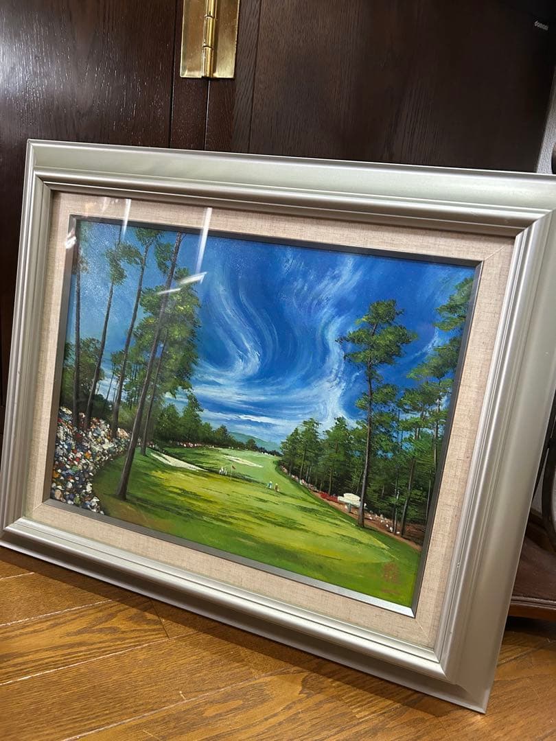 最終値下げ　中垣　龍一　作品　油絵　油彩画 ゴルフコースの風景