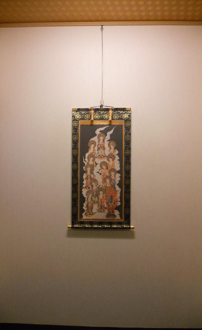 掛け軸 十三佛 紙本 法輪 三尺 仏事 法事 法要 お彼岸 お盆 掛軸 美品