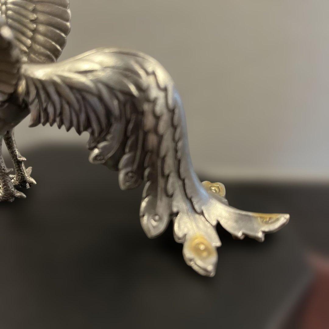 純銀製　鳳凰彫刻　木製ケース付き　共箱　送料無料