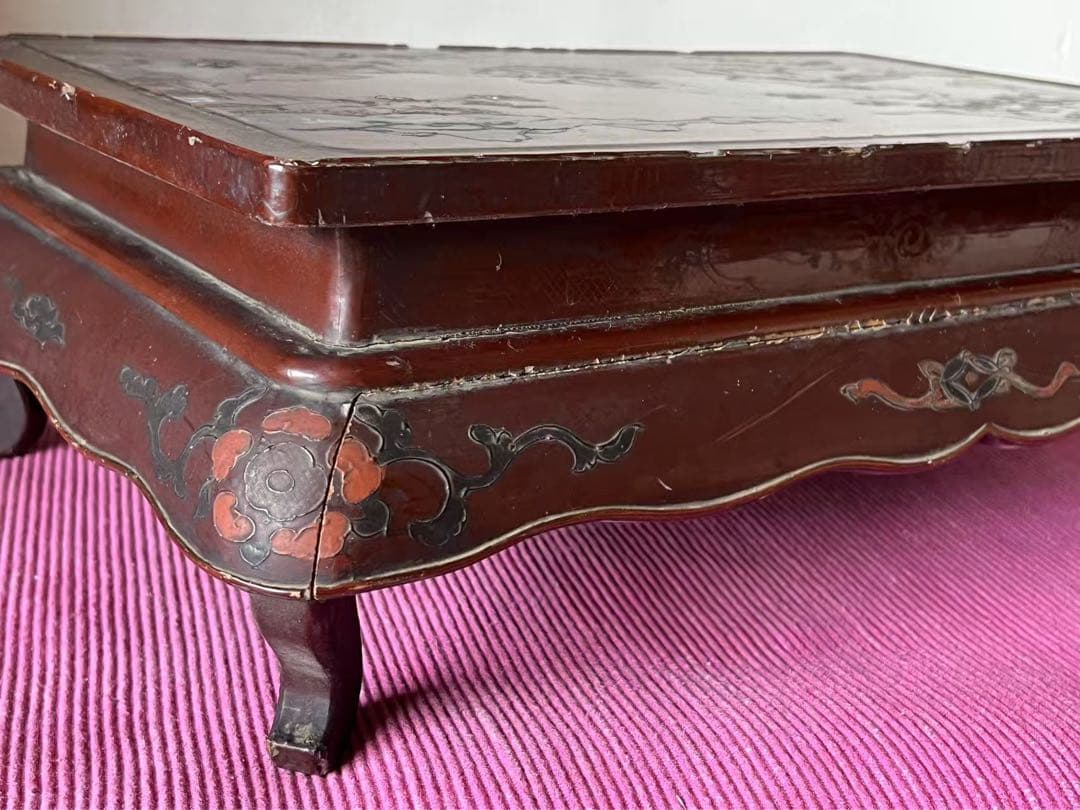 骨董品 18-19世紀の漆器 朱塗 螺鈿 机 中国？韩国？日本？