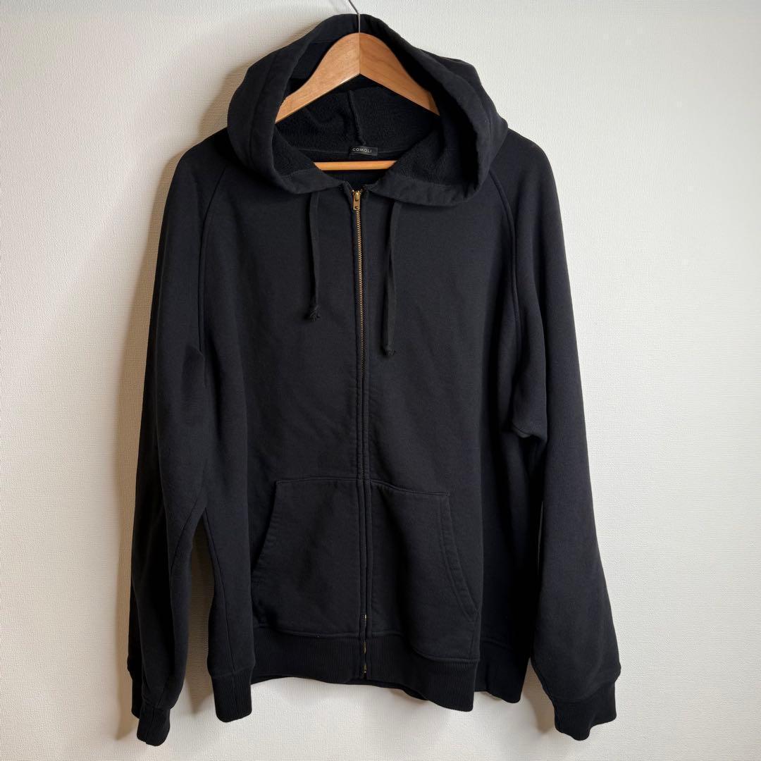 COMOLI コモリ 24aw コットン 裏毛ジップパーカー 黒 サイズ4