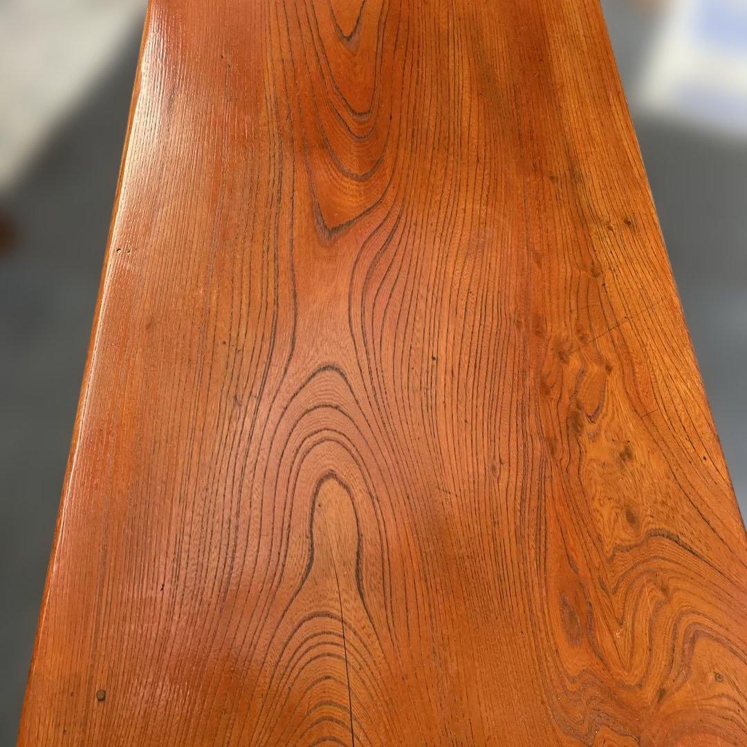 年代物 欅一枚板 文机 ダークブラウン 2引き出し