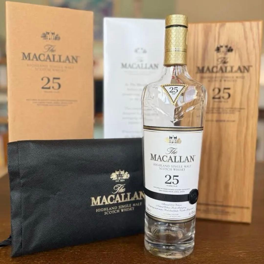 The Macallan 25年 マッカラン25年空瓶 木箱、袋付き (未洗浄)