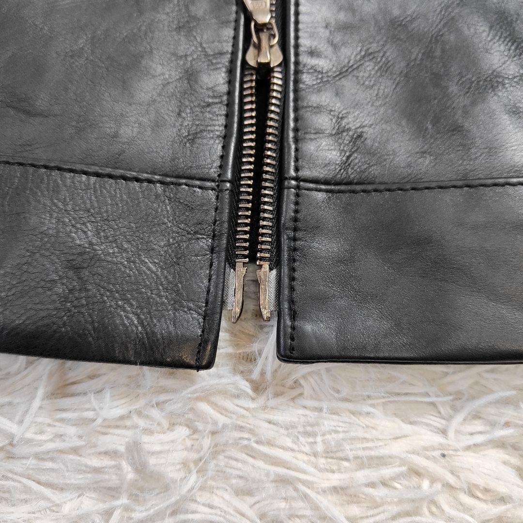 【廃盤】wjkブラックレザーシングルライダースジャケット　牛革　M