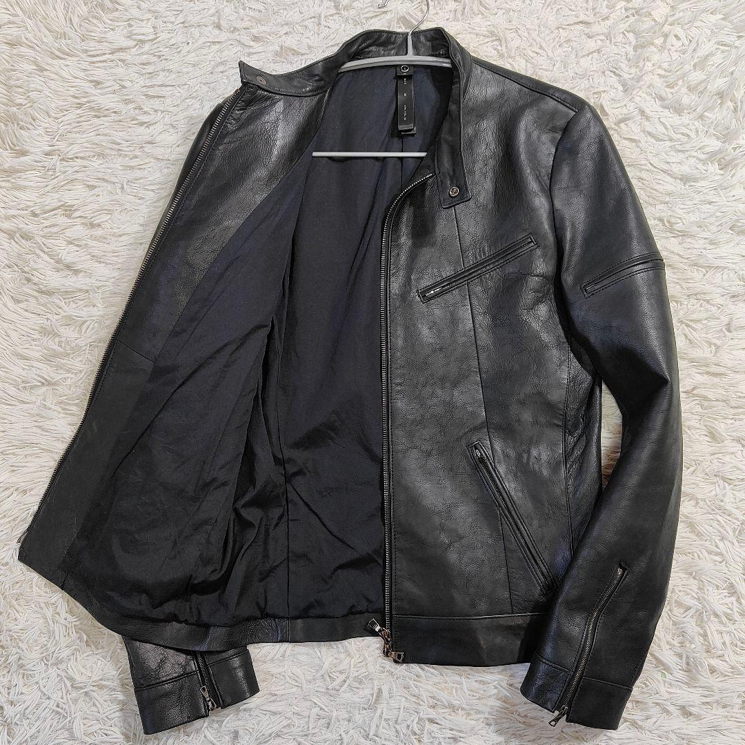 【廃盤】wjkブラックレザーシングルライダースジャケット　牛革　M