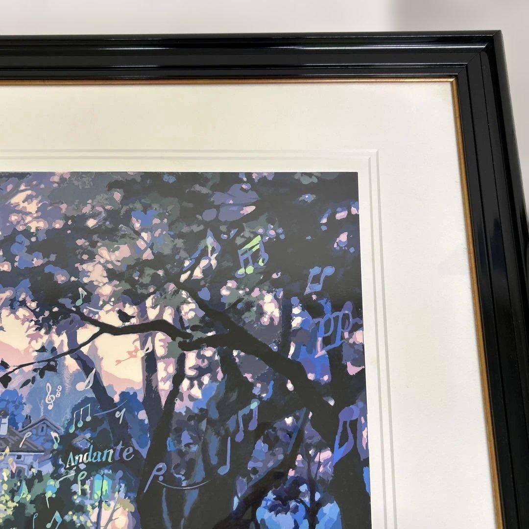 真作　笹倉鉄平 ヴァイオリンの森に シルクスクリーン 保証書付