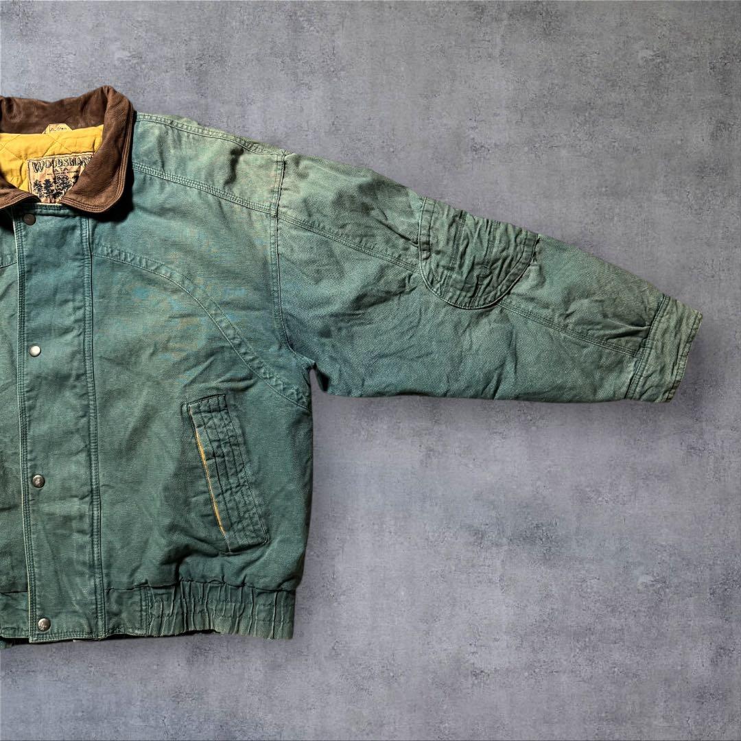 2305古着90年代WOODSMANダックジャケット短丈レザー鬼フェード雰囲気系