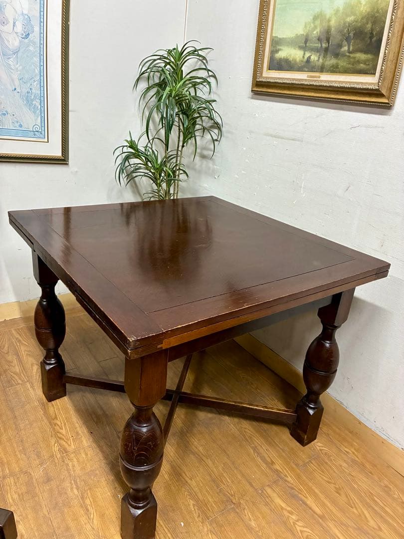 枯鐵☆管402☆イギリス製☆アンティーク☆ドローリーフ☆ダイニングテーブル