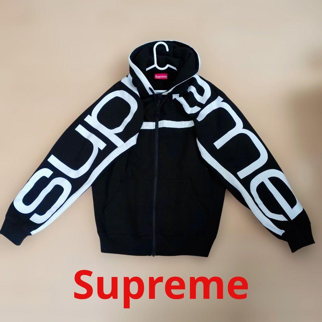 美品☆Supremeロゴパーカー ☆ブラック