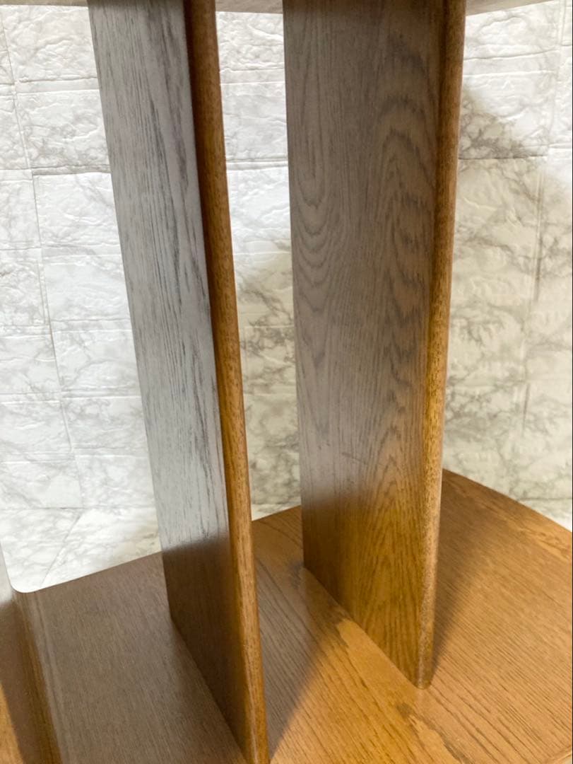 【美品】浜本工芸 サイドテーブル 飾り棚　ローテーブル　天然無垢 オーク材