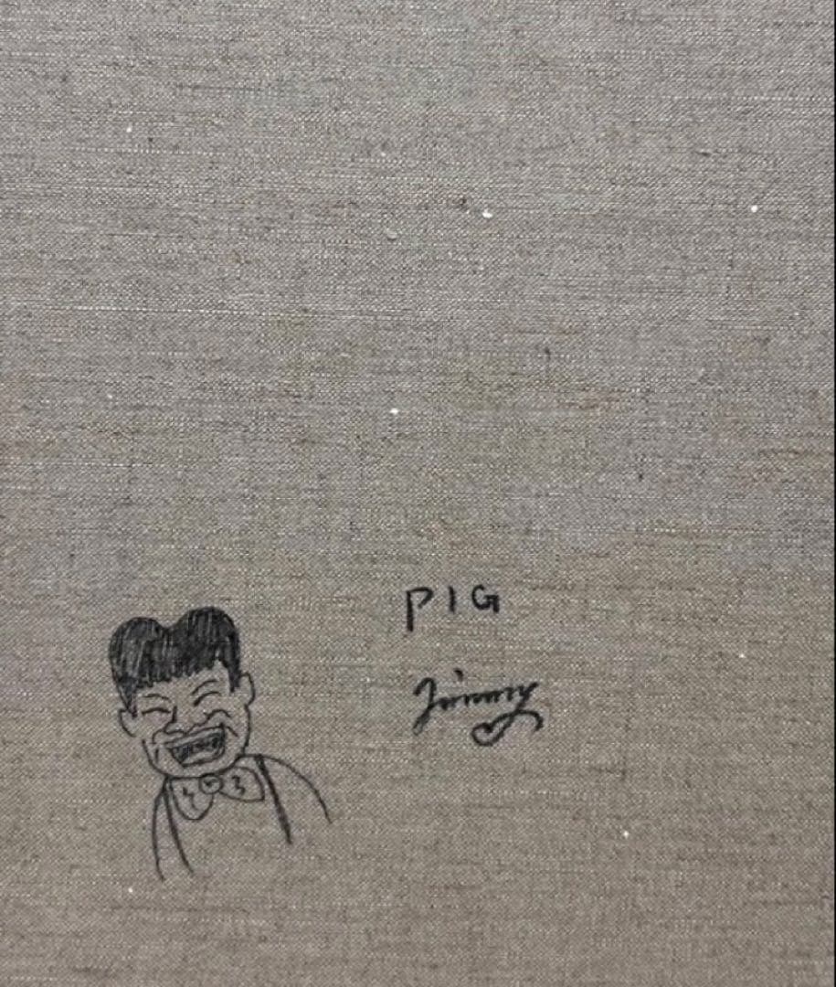 SALE【F6号】ジミー大西 （PIG）手描き/表裏サイン有り/油彩/アクリル