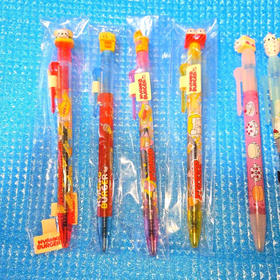 新品☆にゃんにゃんにゃんこ バーガー カフェ ボールペン ⑧点セット