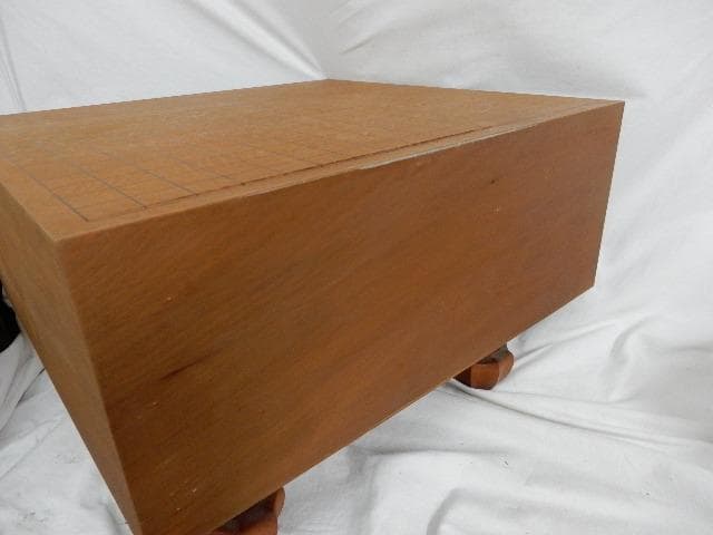 囲碁セット（囲碁盤＋栗碁笥＋硬化ガラス碁石）　未使用保管品