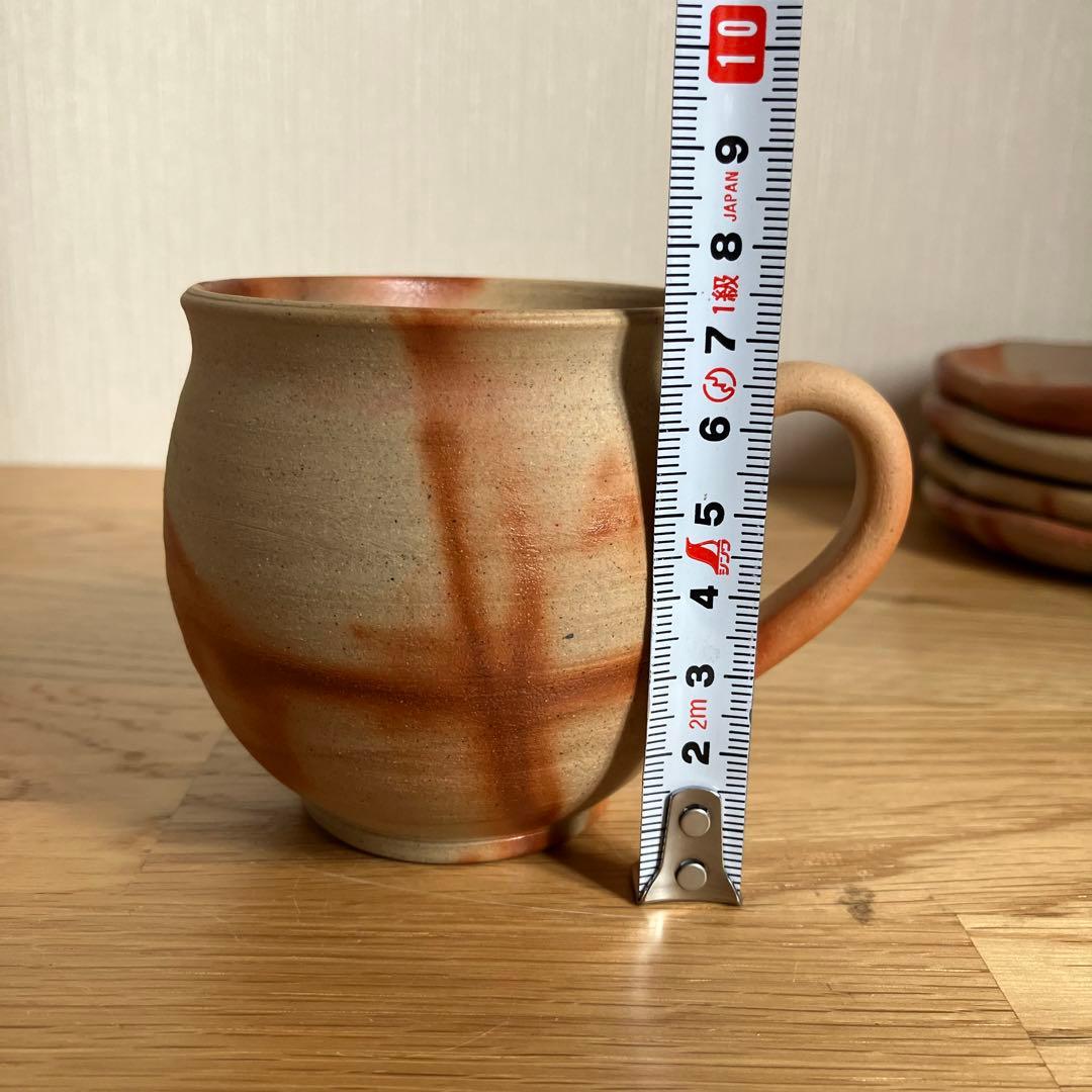 備前焼　カップ&ソーサー　4組　火襷