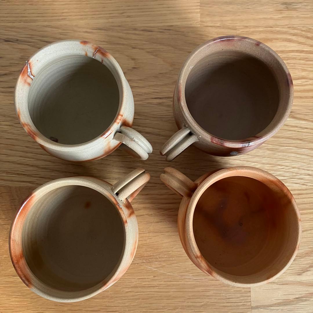 備前焼　カップ&ソーサー　4組　火襷