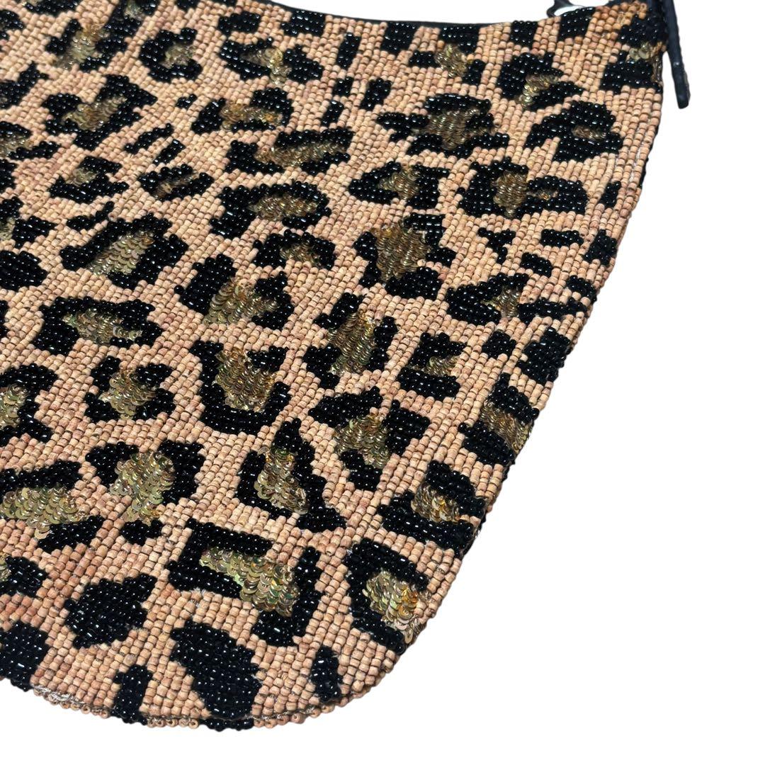 FENDI フェンディ パンサー ヒョウ柄 ハンドバッグ レザー ビーズ