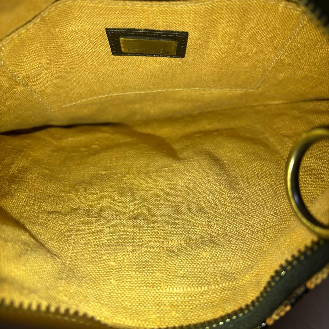 FENDI フェンディ パンサー ヒョウ柄 ハンドバッグ レザー ビーズ