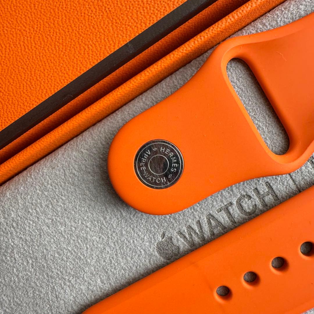 2851 Apple Watch エルメス　オレンジ　スポーツバンド　ラバー