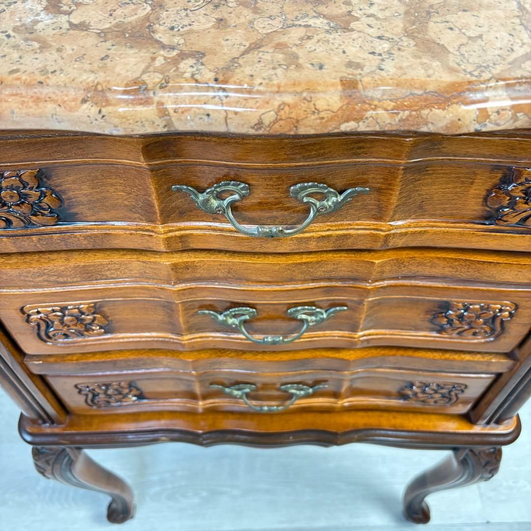 【イタリア製】クラウディオ 猫脚 3段チェスト 大理石 天板 アンティーク