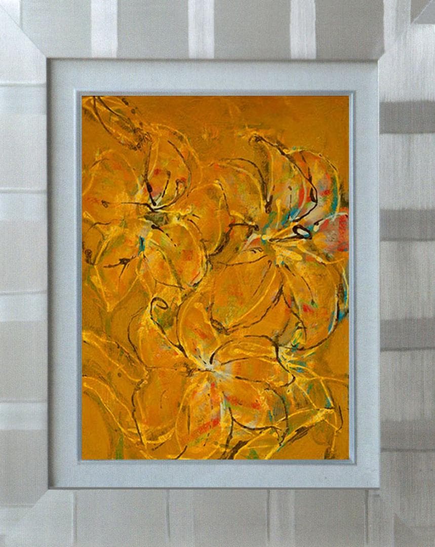 油絵 菅家令子 絵 絵画 インテリア 額付(黒) F4-090316 花 ゆり