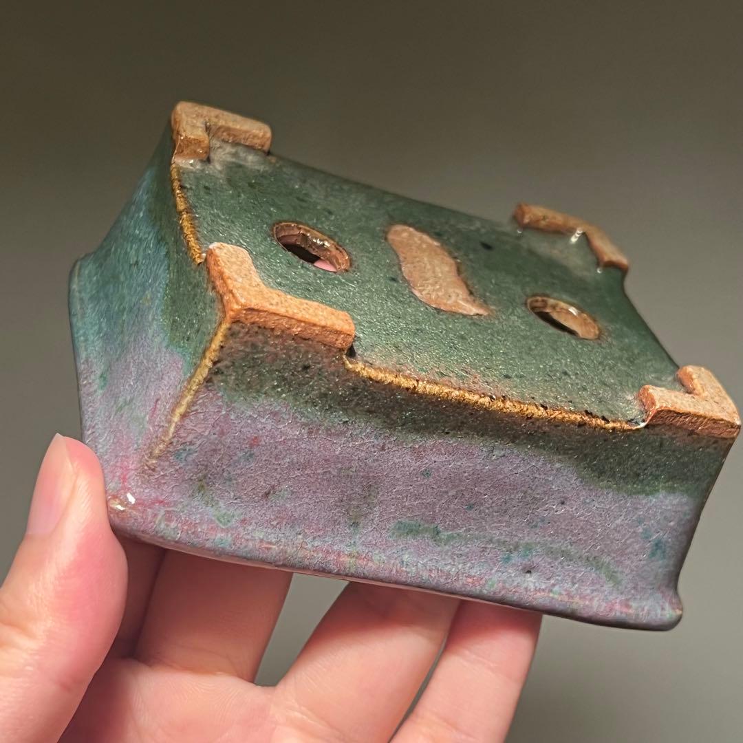 836.秋直 外緣切立長方 盆栽鉢 植木鉢 10*7.9*4.1cm